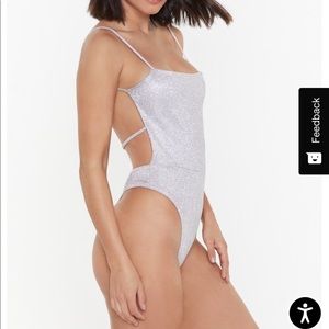 Nasty Gal Glitter Backless Bodysuit